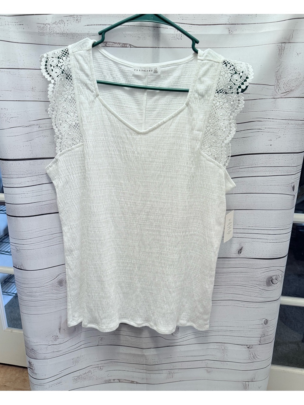 The Rail White Lace-Trim Sleeveless V-Neck Top